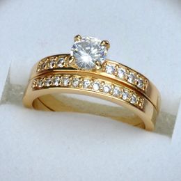 18k gold gf solid women Engagement wedding ring set lab diamonds R280 SZ M,O,Q,S