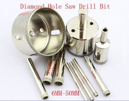 15pcs 6mm-50mm Assorted Diamond Coated Hole Saw Drill Bit Set Kit Cutter for use in drill hole on glass, marble tile or granite