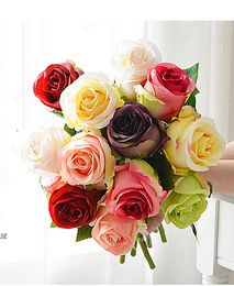 Rose Home Silk Decorative Flowers Wedding Bridal Bouquets kitchen display