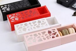 100 x New Short Hollow Macaron Box with Clear Window 4 Colours Strip Muffin Biscuits Package Boxes