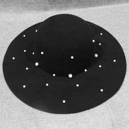 Sombreros Fedora Trilby de fieltro de lana para mujer de otoño e invierno con tendencia de perlas sombrero de ala ancha gorra cúpula europea EE. UU. sombreros de sol para mujer GH-255