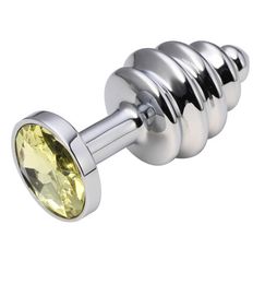 Metal Anal Toys, silver Stainless Steel Butt Plug with Crystal Jewelry Sex Toys SM605