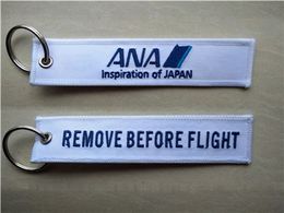 Ana Inspiration Of Japan Remove Before Flight Fabric Embroidery Keychain 13 x 2.8cm 100pcs lot