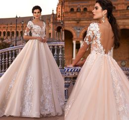 champagne pink wedding dress