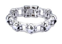 Punk Mens Motorcycle Chain Stainless Steel Biker Skull Bracelet Bike Skull Chain Link Bangle harley bracelet Gothic Bicycle Bracelet