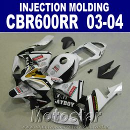 Injection Molding ABS plastic for HONDA CBR 600RR fairing 2003 2004 white black 03 04 cbr600rr custom fairing YQ3C