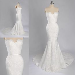 Excellent Strapless Mermaid Wedding Dresses Vintage Capped Sheath Sleeveless Sexy Backless Appliques Taffeta Tiers Mermaid Wedding Dress
