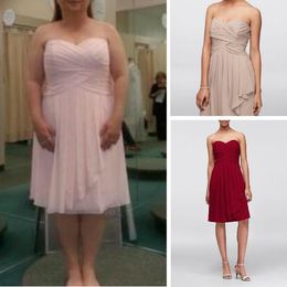 Custom Made Bridesmaid Dresses Chiffon Sweetheart Short Crinkle Chiffon Dress with Front Cascade Popular Ruffles Wedding Guest Dress