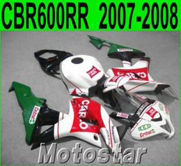 Injection molding plastic fairing kit for HONDA CBR600RR 07 08 fairings set CBR 600 RR F5 2007 2008 white green red motobike LY72