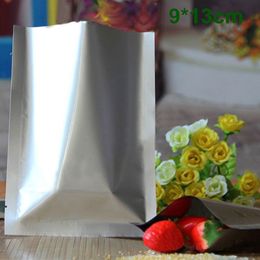 9*13cm (3.5*5.1") Pure Aluminium Foil Bag Open Top Silver Mylar Packing Heat Seal Vacuum Food Storage Packaging Pouch For Snack Sugar Tea