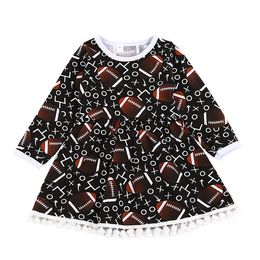 Baby Girls Clothes Infant Children Dresses Kids Rugby Printed Letter Long-Sleeved Dress Princess Tassel Party Outfits Girl Clothes 24M-6T