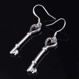 Fashion Pretty Explosion models in Europe and America Fashion Shine Key with Heart 925 Silver Earrings silver earrings 1127