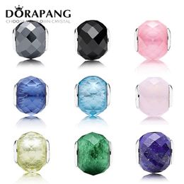 DORAPANG Geometric Facets 100% 925 Sterling Silver European Charm Murano Glass Beads Fit DIY Bracelet & Bracele Jewelry Gift