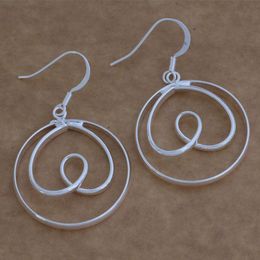 Fashion (Jewelry Manufacturer) 40 pcs a lot Circle with heart Big earrings 925 sterling silver Jewellery factory price Fashion Shine Earrings