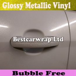 Glossy Metallic White vinyl wrap Car Wrap Film With Air release Sparkle pearlescent white car wrapping Foil styling Size 1.52*20M/Roll