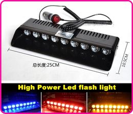 Free shipping! High quality DC12 9pcs GENIII 1W Led car Windshield dash light,LED emergency light,led strobe warning light,16flash