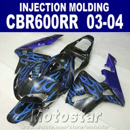 7 gifts free cowl blue flamefor honda cbr 600rr fairing 2003 2004 injection Moulding 03 04 cbr600rr abs fairing kit hc4f