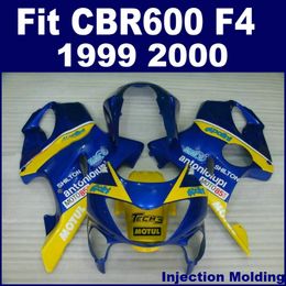 Injection molding parts for HONDA CBR 600 F4 1999 2000 yellow blue full fairing kit 99 00 CBR600 F4 fairing sets GBHU