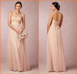 2016 Sexy Sweetheart Lace BLong Bridesmaid Dresses Bodice A-Line Floor-length Tulle Formal Bridesmaids' Gowns For Wedding