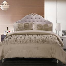 3PCS Komplette 100% Polyester Warme Khaki Plansatz King Size Bettbezug Spannbetttuch BED SET
