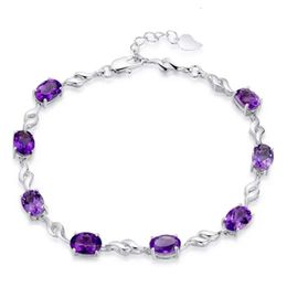 purple items Australia - 925 sterling silver items crystal jewelry charm bracelets rhinestone chain vintage stone pulseras purple color fashion