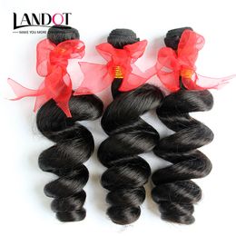 3Pcs Lot 8-30Inch Brazilian Loose Wave Wavy Virgin Hair Grade 7A Unprocessed Human Hair Weaves Bundles Natural Black Extensions Double Wefts