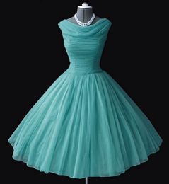 -1950 50 de la vendimia vestidos de dama de vestido de bola del Neckline del barco de té de vestidos de baile vestidos del partido corto del regreso al hogar se viste / graduación