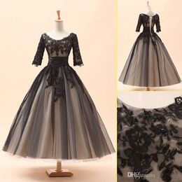 Hot Sale Short Lace A-Line Wedding Dresses Plus Size Scoop Half Sleeve Lace Up Tea Length Bridal Dress Wedding Gowns vestido de noiva