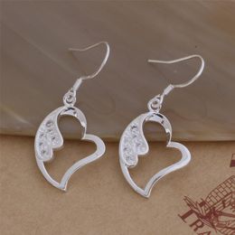 Fashion (Jewelry Manufacturer) 20 pcs a lot Crooked heart earrings 925 sterling silver Jewellery factory price Fashion Shine Earrings