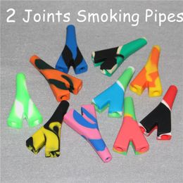2 joints Smoking hand pipes Silicone Oil Barrel Rigs Mini Rig Dab Bongs Jar Water pipe Silicon Nectar