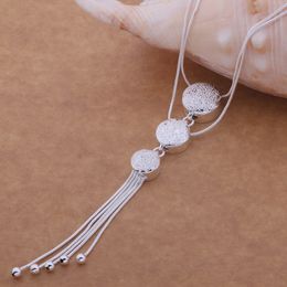 Free Shipping with tracking number Best Most Hot sell Women's Delicate Gift Jewelry 925 Silver 3 bead tassels Necklace