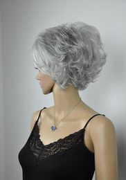 Wholesale free shipping >>>>FIXSF256 fancy silver Grey short wigs for women hair wig