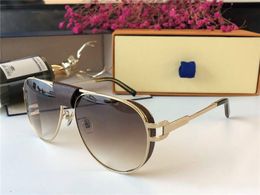 Luxury-Vintage Gold/Brown Pilot Sunglasses oculos de sol mens luxury designer sun glasses Shades New with box