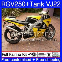 Body +Tank For SUZUKI VJ21 RGV250 88 89 90 91 92 93 307HM.24 RGV-250 VJ22 RGV 250 1988 1989 1990 1991 1992 1993 Fairing Stock yellow top kit