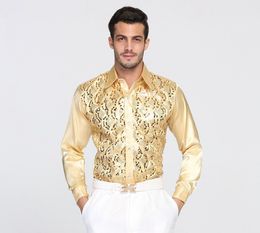 High Quality Man Shirt Sequin Performance ball host Cotton Groom Long Sleeve Shirts Accessories 03