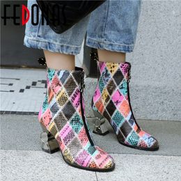 FEDONAS Winter New Prints Kunstleder Strange Heels Kurze Stiefel Tanzschuhe Frau Marke Warm Plus Size Frauen Stiefeletten FEDONAS Winter New Prints Kunstleder Strange Heels Kurze Stiefel Tanzschuhe Frau Marke Warm Plus Size Frauen Stiefeletten