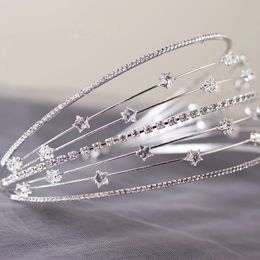 Fashion Silver with Bright Rhinestone Crystal Alloy Star Multi-Layer Hair Band Hair Accessories Bridal Jewelry