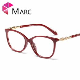 Wholesale-2019 Eyeglass Women Clear lens Cat eye Metal Krystal Solid Resin Oculos Plastic Frame Female 1