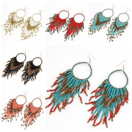 Bohemia Earring Ethnic Seed Beads Tassel Earrings Vintage Boho Ear Jewelry Boutique Women Girls Accessories 8 Designs Wholesale DHW3829