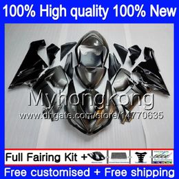 Body For KAWASAKI ZX-600 ZX 6R 600CC 6 R ZX636 2005 2006 210MY.69 ZX-636 600 CC ZX6R 05 06 ZX600 ZX 636 ZX-6R 05 06 Silver flames Fairing