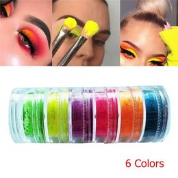 Buntes Neon-Lidschatten-Puder, 6 Farben, Lidschatten, Nagelkunst, matt, Glitzer, einfach zu tragen, Kosmetik, Make-up