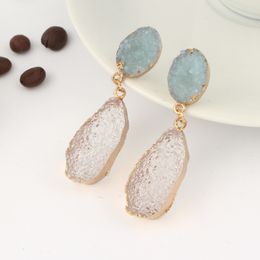 Fashion waterdrop druzy drusy earrings gold plated Geometry faux natural stone resin earrings for women Jewellery