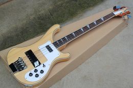 4 Strings Neck-thru-Body Original Electric Bass Guitar with Body Binding White Pickguard Chrome Hardware Can be Customised