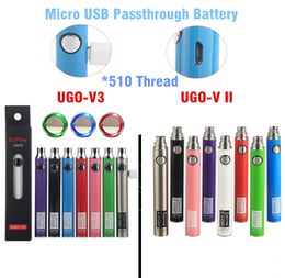 Original UGO-V II battery 2 510 Thread Vape Pen UGO V3 Variable Voltage Preheat Batterys Kits EVOD eGo Micro USB Passthrough cartridge ecigs