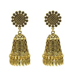 Indian retro palace style Chandelier Dangle Earrings Flower Leaf tassels Pendant Earrings
