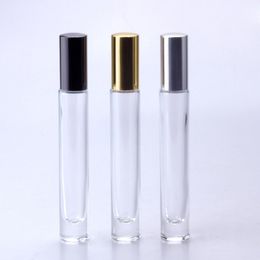 Pen Shape Glass Roll On Perfume Bottles 10ml Metal Roller Ball Essential Oil Fragrance Container 1/3OZ