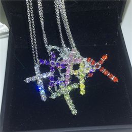 Handmade Cross pendant With necklace 925 Sterling silver 5A zircon Cz Party wedding Pendants for women men Gift