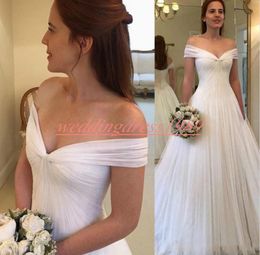 Simple Style Off The Shoulder Wedding Dresses Bride Ball Tulle Garden Country Boho Plus Size Vestido de novia Sleeveless A-line Bridal Gown