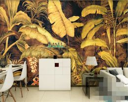 beibehang Custom wallpaper mural golden coconut tree rainforest plant oil painting background wall 3d wallpaper papier peint