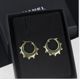 New 18K Gold Earrings simple geometric shape brass material glossy metal stud